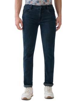 Parx - Mens Straight Fit Dark Green Cotton Blend Jeans