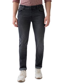 Parx - Mens Straight Fit Charcoal Cotton Blend Jeans