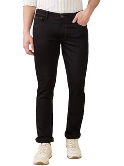 Parx - Mens Straight Fit Fancy Black Cotton Blend Jeans