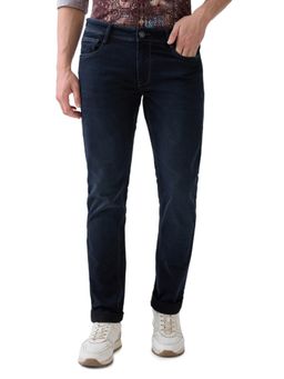 Parx - Mens Straight Fit Navy Blue Cotton Blend Jeans