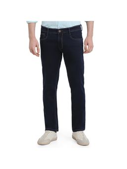 Parx - Mens Straight Fit Navy Blue Cotton Blend Jeans