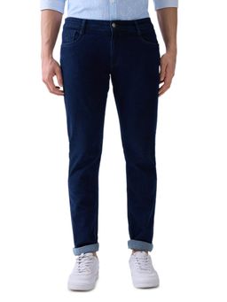 Parx - Mens Tapered Fit Fancy Blue Cotton Blend Jeans