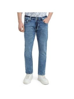 Parx - Mens Straight Fit Medium Blue Cotton Blend Jeans