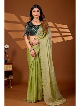 Nyri - Womens Green Art Silk Saree with Unstitched Blouse