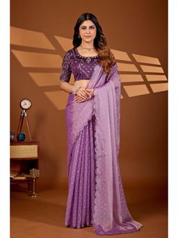 Nyri - Womens Purple Art Silk Saree with Unstitched Blouse