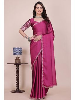 Nyri - Womens Pink Chiffon Saree with Unstitched Blouse