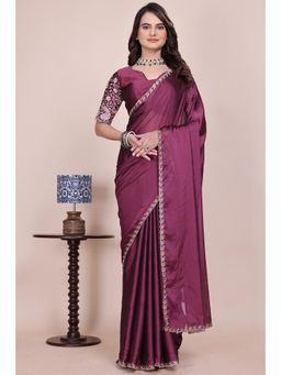 Nyri - Womens Pink Chiffon Saree with Unstitched Blouse