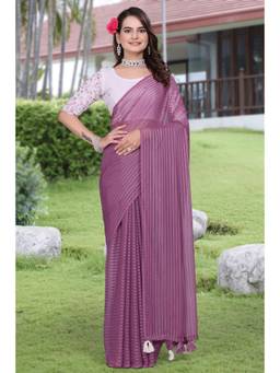 Nyri - Womens Lavender Georgette Saree with Unstitched Blouse