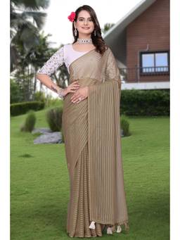 Nyri - Womens Olive Georgette Saree with Unstitched Blouse