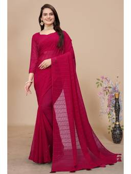 Nyri - Womens Pink Georgette Saree with Unstitched Blouse