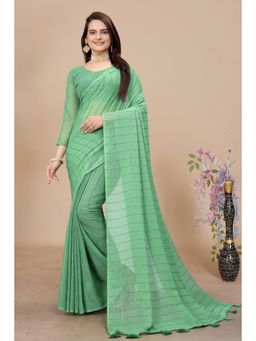 Nyri - Womens Green Georgette Saree with Unstitched Blouse