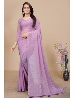 Nyri - Womens Purple Georgette Saree with Unstitched Blouse