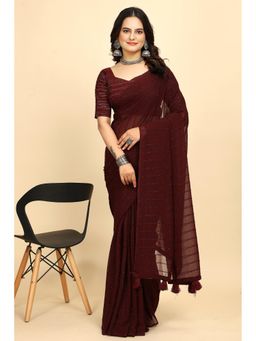 Nyri - Womens Brown Georgette Saree with Unstitched Blouse