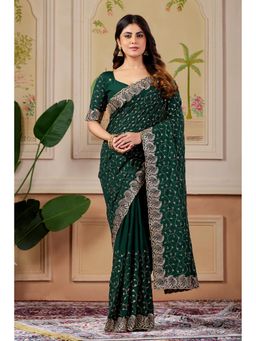 Nyri - Womens Green Art Silk Saree with Unstitched Blouse