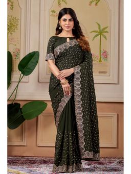 Nyri - Womens Green Art Silk Saree with Unstitched Blouse