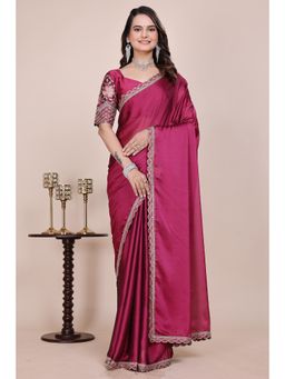 Nyri - Womens Pink Chiffon Saree with Unstitched Blouse