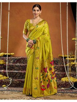 Nyri - Womens Yellow Jacquard Saree