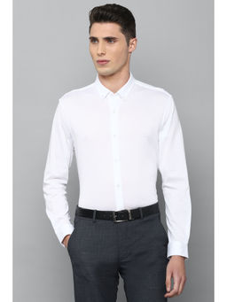 Louis Philippe - Men White Slim Fit Solid Full Sleeves Formal Shirt