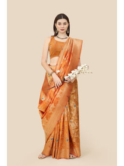 VAIRAGEE - Orange Weaving Silk Saree with Unstitched Blouse