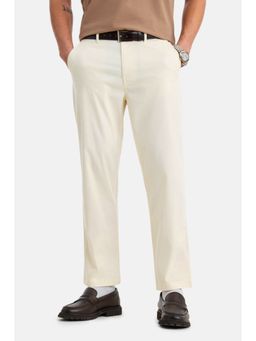 Snitch - Cream Solid Regular Casual Chinos