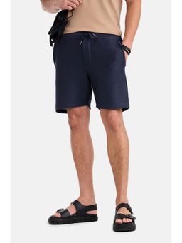 Snitch - Navy Textured Regular Casual Shorts