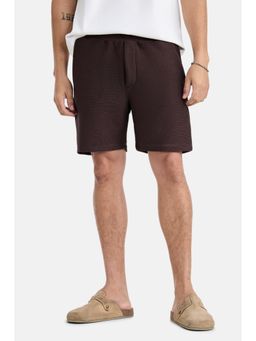 Snitch - Brown Textured Regular Casual Shorts