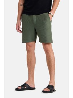Snitch - Green Textured Regular Casual Shorts
