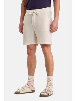 Snitch - Cream Textured Regular Casual Shorts