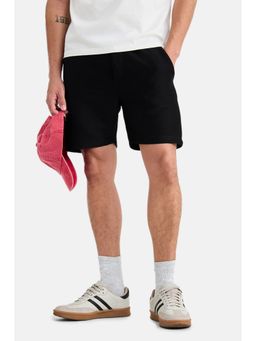Snitch - Black Textured Regular Casual Shorts