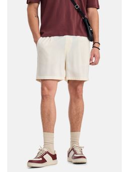 Snitch - Cream Solid Relaxed Casual Shorts