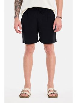 Snitch - Black Solid Relaxed Casual Shorts