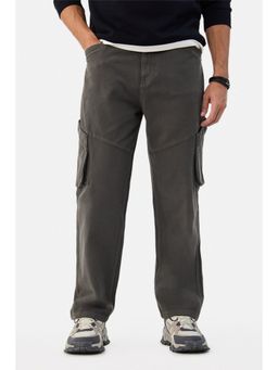 Snitch - Dark Grey Solid Relaxed Casual Cargo Pant