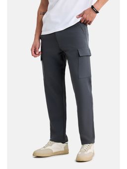 Snitch - Ash Grey Solid Regular Casual Cargo Pant