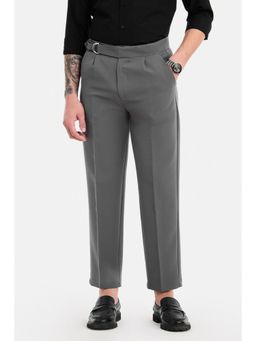 Snitch - Dark Grey Solid Relaxed Formal Trouser