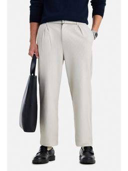 Snitch - Light Grey Textured Relaxed Casual Trouser