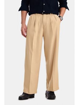Snitch - Beige Plain Relaxed Casual Trouser