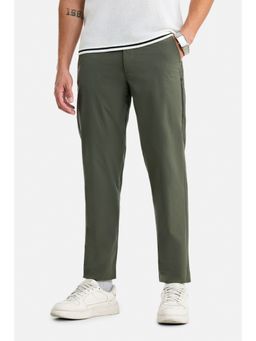 Snitch - Olive Solid Regular Casual Trouser
