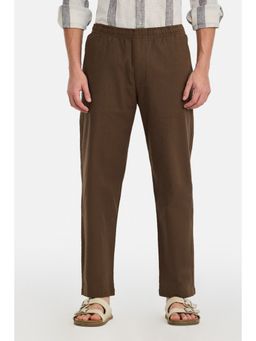 Snitch - Brown Solid Relaxed Casual Trouser