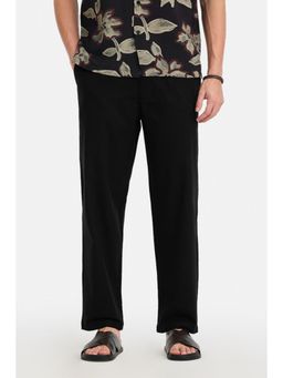 Snitch - Black Solid Relaxed Casual Trouser