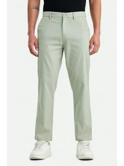 Snitch - Sage Green Stripes Relaxed Casual Trouser