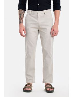 Snitch - Cream Stripes Relaxed Casual Trouser