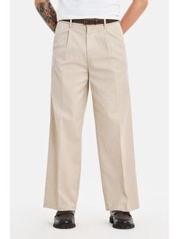 Snitch - Beige Stripes Loose Casual Trouser