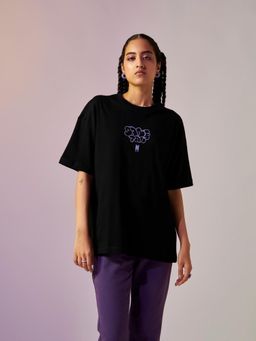 Bewakoof - Women's Black Bangtan Army Graphic Printed Oversized T-shirt
