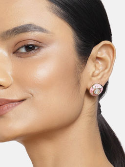 Estele - Gold Plated Baby Pink Colored Stud Earring for Women & Girls.