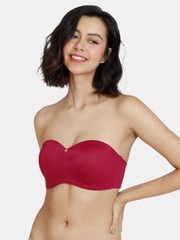 Zivame - Innovation Padded Non-Wired 3-4th Coverage Strapless Bra - Beet Red