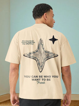 PRONK - Mountain Star Men Oversized Printed T-Shirt