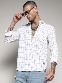 Campus Sutra - Men White Graph Check Shirt