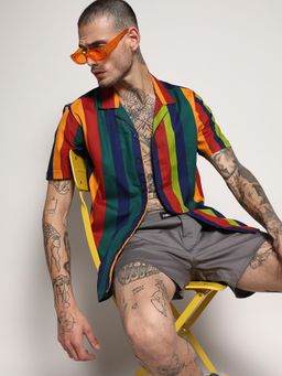 Campus Sutra - Men Multicolour Awning Striped Shirt