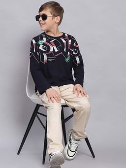 Monte Carlo - Boys Navy Blue Pure Cotton Full Sleeves T-shirt