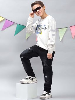 Monte Carlo - Boys Grey Blended Full Sleeves T-shirt